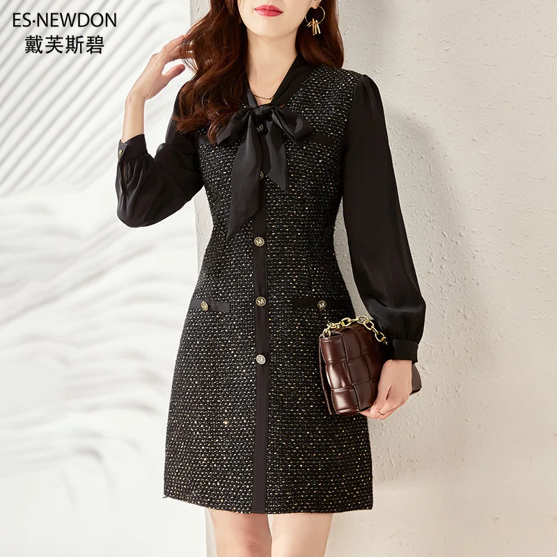 Esnewdon Light Weight Fancy Suiting England Style Scarf Collar Mini Dress Women's Tweed Long Sleeve Birthday Dress for Women
Esnewdon Light Weight Fancy Suiting England Style Scarf Collar Mini Dress Women's Tweed Long Sleeve Birthday Dress for Women