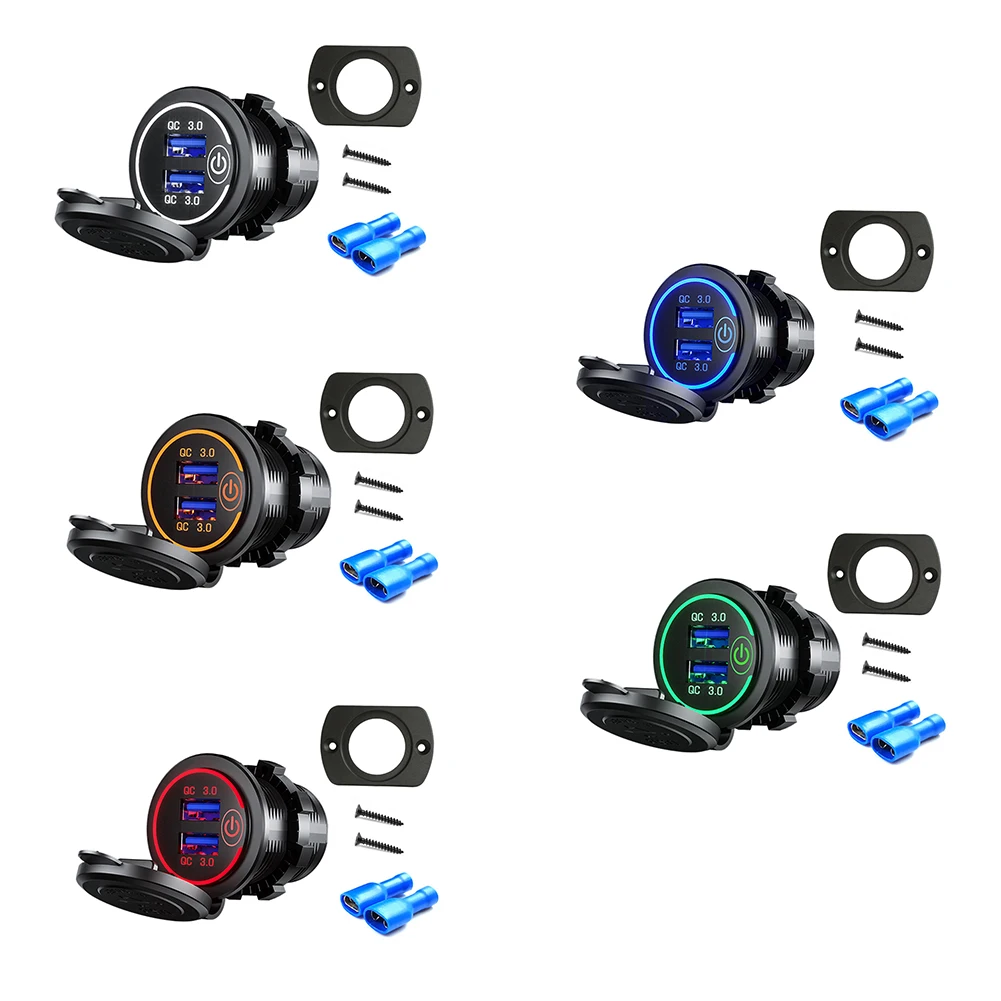 USB Car Charger Socket Touch Switch Dual USB Charging Outlet Power Adapter for Car Boat Marine Motorcycle Tractor
USB Car Charger Socket Touch Switch Dual USB Charging Outlet Power Adapter for Car Boat Marine Motorcycle Tractor