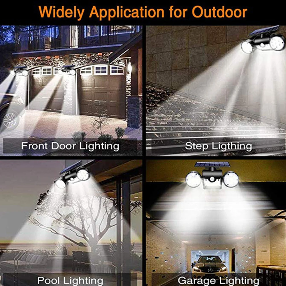 Solar Lights Solar Powered Wall Lights with Dual Head Spotlights 360-Degree Solar Motion Security Night Lights for Yard Garden 
Solar Lights Solar Powered Wall Lights with Dual Head Spotlights 360-Degree Solar Motion Security Night Lights for Yard Garden