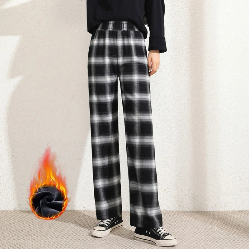 Autumn And Winter New Plush Black And White Net Red Plaid Pants Women's Straight Tube Loose Wide Leg Pants Student Plus Velvet
Autumn And Winter New Plush Black And White Net Red Plaid Pants Women's Straight Tube Loose Wide Leg Pants Student Plus Velvet