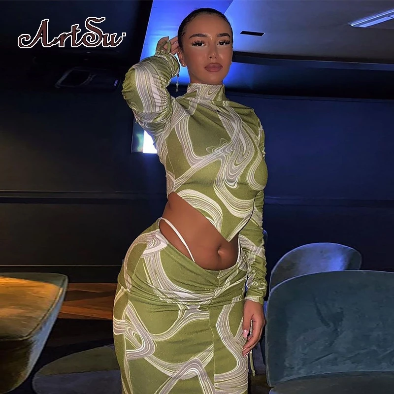 Artsu Long Sleeve Drawstring Turtleneck Crop Top Women Tie Dye Print Midi Skirt Fall 2 Pieces Set Elegant Slim Party Club Stre
Artsu Long Sleeve Drawstring Turtleneck Crop Top Women Tie Dye Print Midi Skirt Fall 2 Pieces Set Elegant Slim Party Club Stre