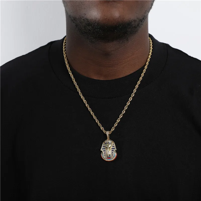 Hip Hop Iced Out Bling Cubic Zirconia Egyptian Pharaoh Necklaces Pendants For Men Rapper Jewelry With Solid Back Tennis Chain
Hip Hop Iced Out Bling Cubic Zirconia Egyptian Pharaoh Necklaces Pendants For Men Rapper Jewelry With Solid Back Tennis Chain