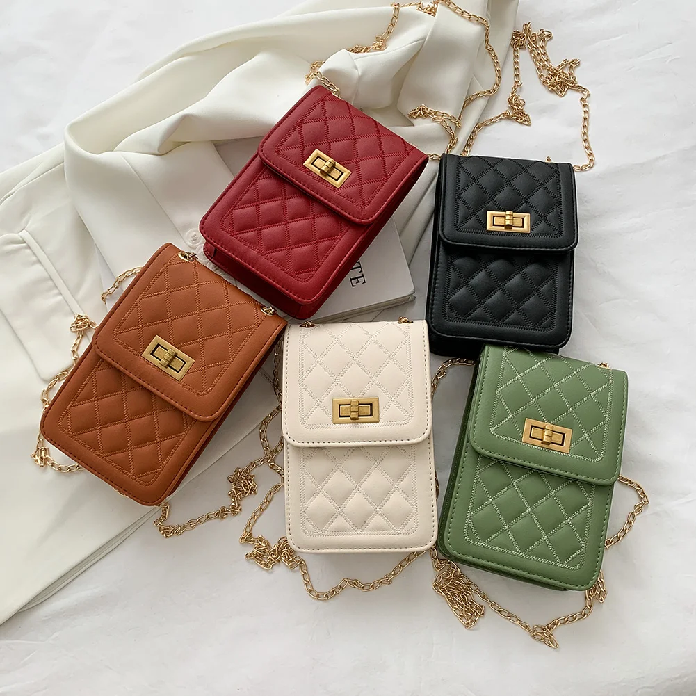 Leisure Women PU Leather Shoulder Bags Female Lattice Pattern Chain Crossbody Bags Small Solid Color Smartphone Bags
Leisure Women PU Leather Shoulder Bags Female Lattice Pattern Chain Crossbody Bags Small Solid Color Smartphone Bags
