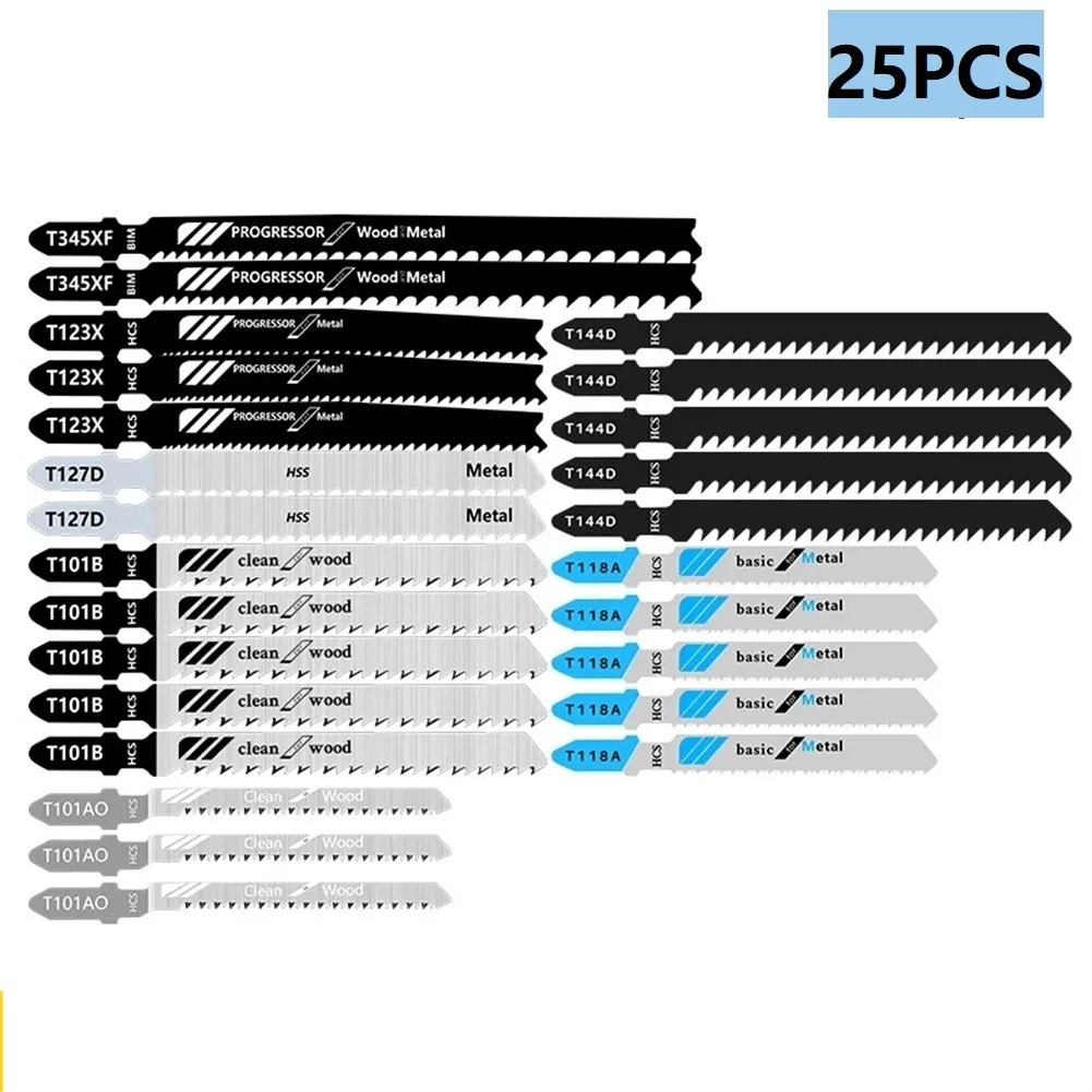 25PCS Jig Saw Blade T Shank Jigaw Blade For Plastic Wood Metal High Carbon Steel Jigsaw Blade High Carbon Steel Saw Blades
25PCS Jig Saw Blade T Shank Jigaw Blade For Plastic Wood Metal High Carbon Steel Jigsaw Blade High Carbon Steel Saw Blades