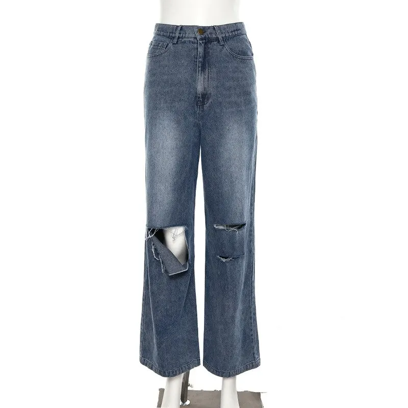 High Waist Jeans Women Streetwear Straight Jean Loose Destroyed Hole Denim Mopping pants Casual Vintage Wide leg Jeans Trousers
High Waist Jeans Women Streetwear Straight Jean Loose Destroyed Hole Denim Mopping pants Casual Vintage Wide leg Jeans Trousers