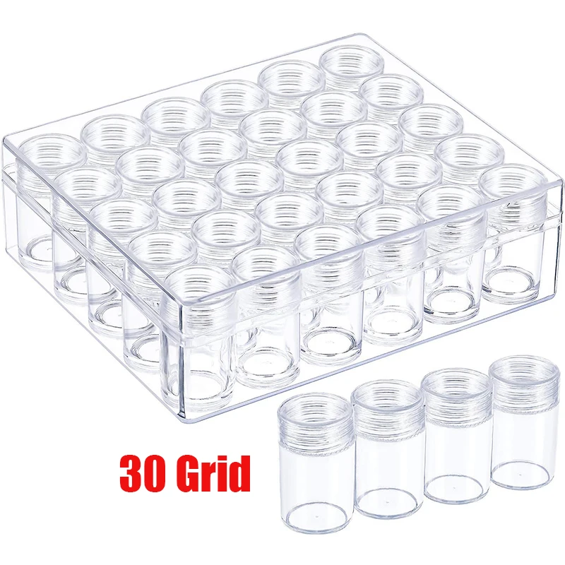 Clear Plastic Bead Storage Set 30 Grid Storage Jars Diamond Painting Accessory Box Bottles with Lid for DIY Diamond Painting
Clear Plastic Bead Storage Set 30 Grid Storage Jars Diamond Painting Accessory Box Bottles with Lid for DIY Diamond Painting