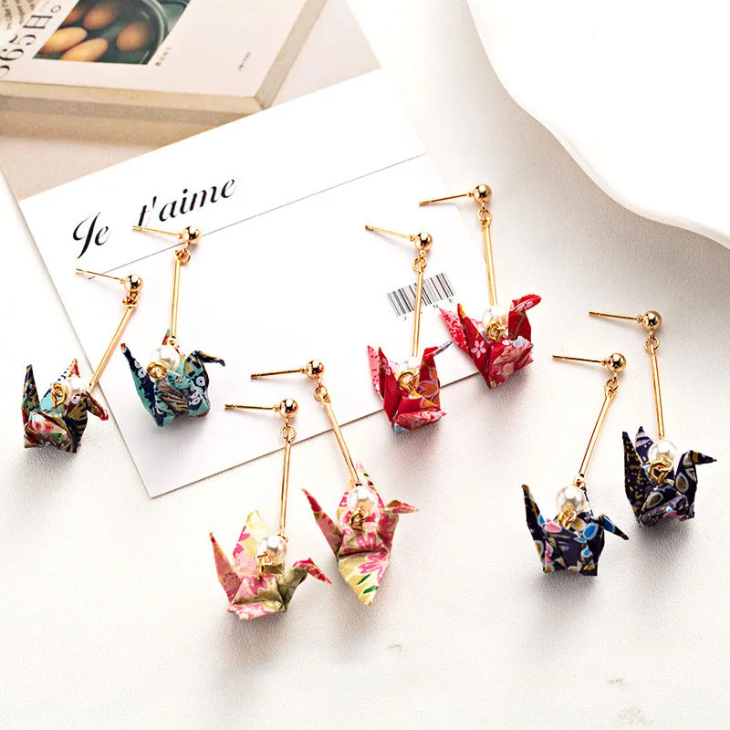 1 Pair Origami Crane Earrings Gold Color Sweet Japanese Long Paragraph Tassel Earrings Fashion Earrings Ear Clips
1 Pair Origami Crane Earrings Gold Color Sweet Japanese Long Paragraph Tassel Earrings Fashion Earrings Ear Clips