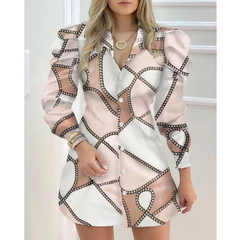 2020 New Trendy Elegant Women Striped Printed Long Puff Sleeve Mini Shirt Dress Office Lady Slim Waist Tops
2020 New Trendy Elegant Women Striped Printed Long Puff Sleeve Mini Shirt Dress Office Lady Slim Waist Tops