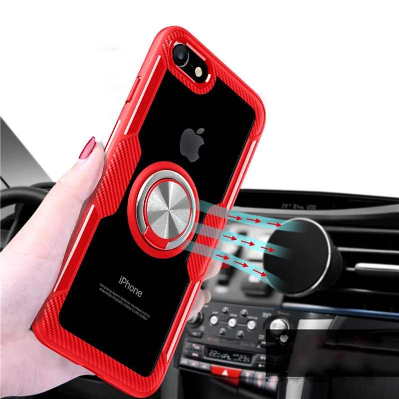 Чехол KEYSION для iPhone SE противоударный прозрачный с кольцом-держателем 11 Pro Max XR 8 7 6S 6