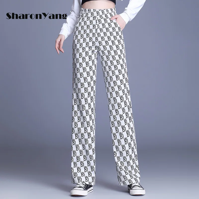 Letters Printing Wide-leg Pants Women's 2021 New Spring and Autumn Elastic High Waist Straight Casual Pants Summer
Letters Printing Wide-leg Pants Women's 2021 New Spring and Autumn Elastic High Waist Straight Casual Pants Summer