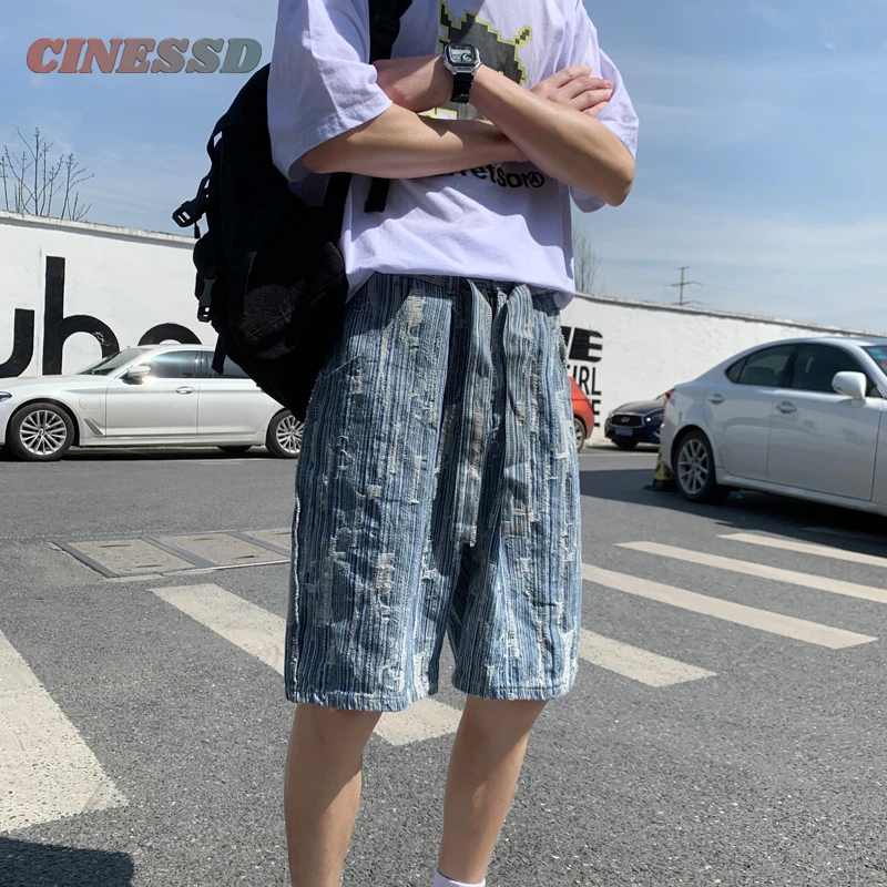 CINESSD new fabric denim shorts fashion trend pattern jeans loose casual pants men's five-point pants men
CINESSD new fabric denim shorts fashion trend pattern jeans loose casual pants men's five-point pants men