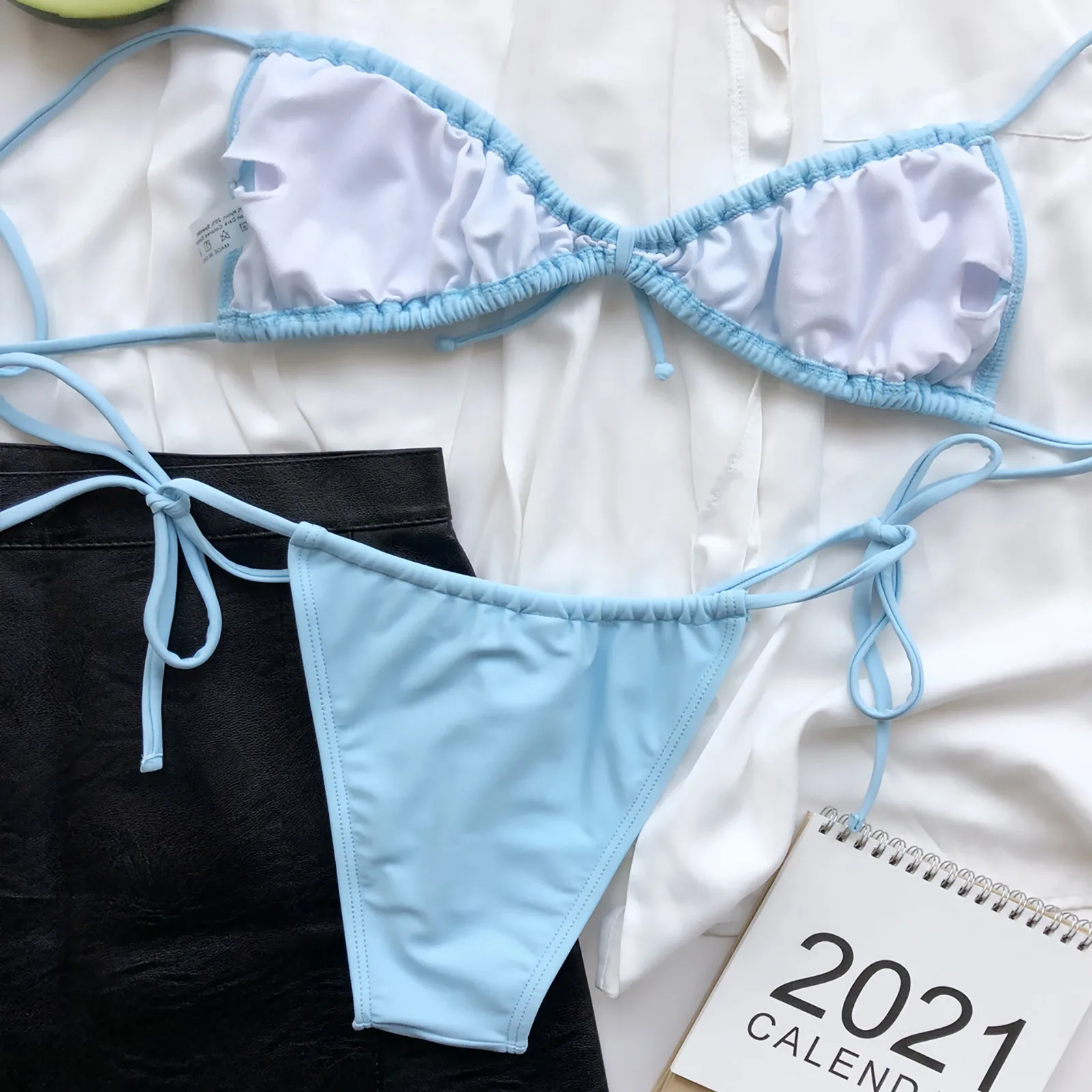 Fashion Women's Swimwear 2021 Solid Color Bikini Push Up Swimsuit Two Piece Filled Bra Swimwear Beachwear 
Fashion Women's Swimwear 2021 Solid Color Bikini Push Up Swimsuit Two Piece Filled Bra Swimwear Beachwear