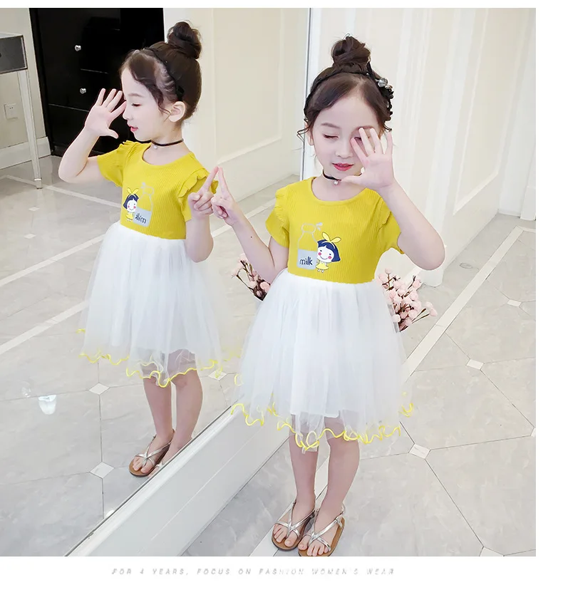 Girls baby summer dress new cartoon print little girl princess dress fashion stitching lace big children's dress
Girls baby summer dress new cartoon print little girl princess dress fashion stitching lace big children's dress