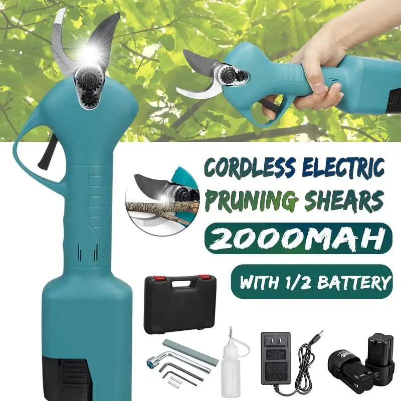 16.8V Cordless Pruner Electric Pruning Shear 25mm Max Cutter Efficient Fruit Tree Bonsai Pruning Branches Cutter with 2 Battery
16.8V Cordless Pruner Electric Pruning Shear 25mm Max Cutter Efficient Fruit Tree Bonsai Pruning Branches Cutter with 2 Battery
