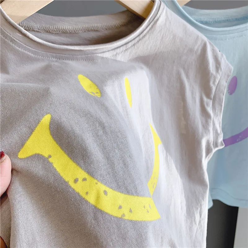 T-shirt Girls short-sleeved children's Clothing 2021 Summer New Smiley Face Printing Loose Casual Top Kids Clothing 19516
T-shirt Girls short-sleeved children's Clothing 2021 Summer New Smiley Face Printing Loose Casual Top Kids Clothing 19516
