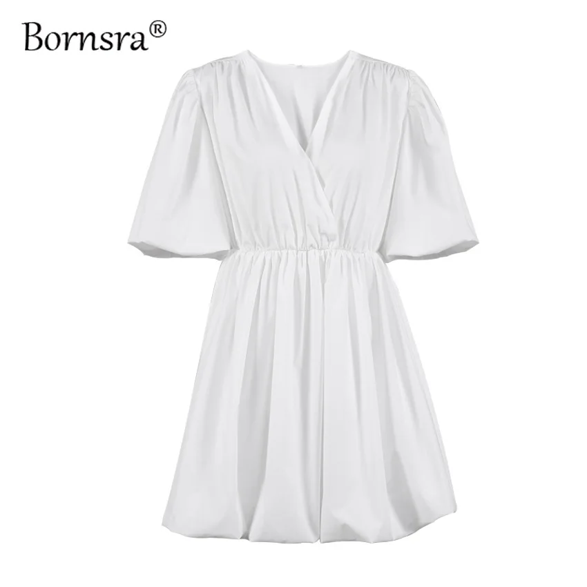 Bornsra 2021 Summer New Cross V-neck Puff Sleeve Flower Bud Dress Waist Waist Commuter Slim Five-point Sleeve Dress for Female
Bornsra 2021 Summer New Cross V-neck Puff Sleeve Flower Bud Dress Waist Waist Commuter Slim Five-point Sleeve Dress for Female