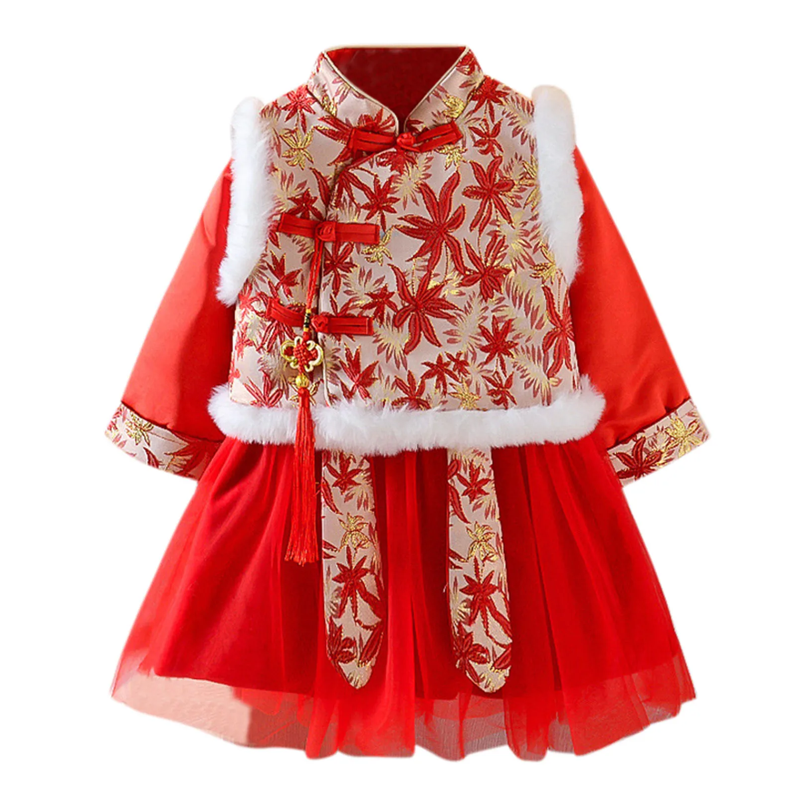 Newest Toddler Baby Girl New Year Tang Suit Skirt Dress Princess Dress+Thick Vest Sets Pullover O-Neck Pullover Full Clothes
Newest Toddler Baby Girl New Year Tang Suit Skirt Dress Princess Dress+Thick Vest Sets Pullover O-Neck Pullover Full Clothes