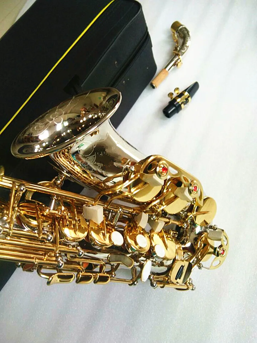 Фото Новый альт саксофон W037 с никелированным золотым покрытием Супер