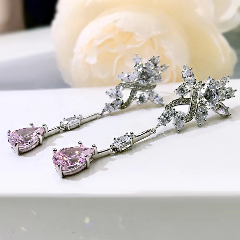 OEVAS 100% 925 Sterling Silver Pink Yellow High Carbon Diamond Drop Earrings For Women Sparkling Wedding Party Fine Jewelry Gift
OEVAS 100% 925 Sterling Silver Pink Yellow High Carbon Diamond Drop Earrings For Women Sparkling Wedding Party Fine Jewelry Gift