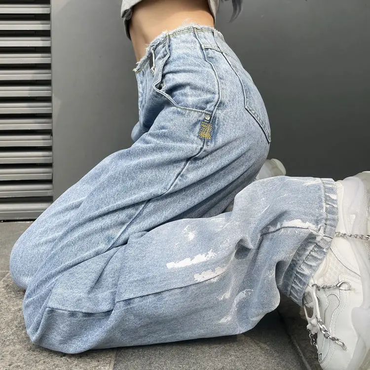 Light color jeans women's new fashion in 2021 high waist thin straight tube loose wide leg pants women's summer thin[Finished on
Light color jeans women's new fashion in 2021 high waist thin straight tube loose wide leg pants women's summer thin[Finished on