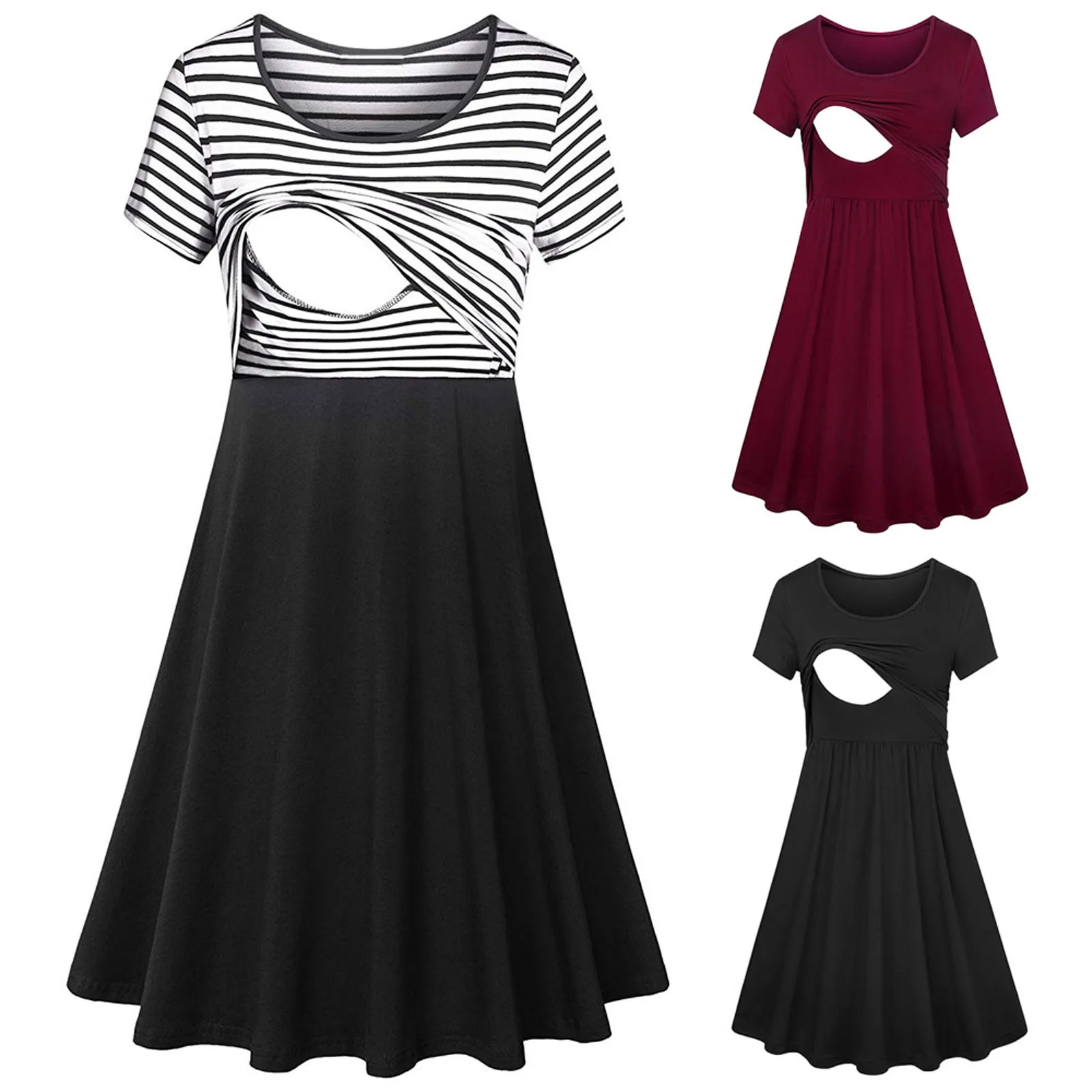 Fashion Solid Stripe Breast-Feeding Pregnant Woman Maternity Nursing Dress robe allaitement été zwangerschaps jurk premaman dres
Fashion Solid Stripe Breast-Feeding Pregnant Woman Maternity Nursing Dress robe allaitement été zwangerschaps jurk premaman dres