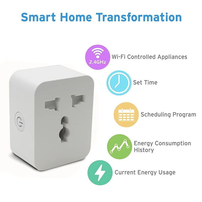 WiFi Smart Plug 10/16A US Socket Tuya Smart Life APP Work With Alexa Google Home Assistant Voice Control Power Monitor Timing
WiFi Smart Plug 10/16A US Socket Tuya Smart Life APP Work With Alexa Google Home Assistant Voice Control Power Monitor Timing