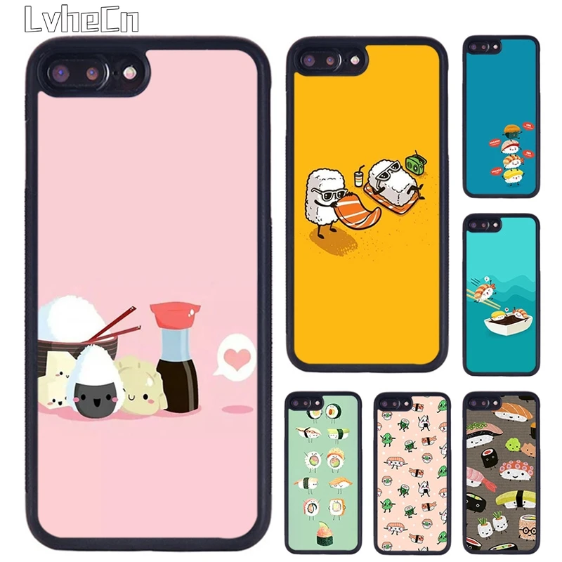 Чехол для телефона LvheCn Kawaii с рисунком суши iPhone 5 SE 6s 7 8 Plus 11 12 Pro X XR XS Max Samsung galaxy S7 S8 S9