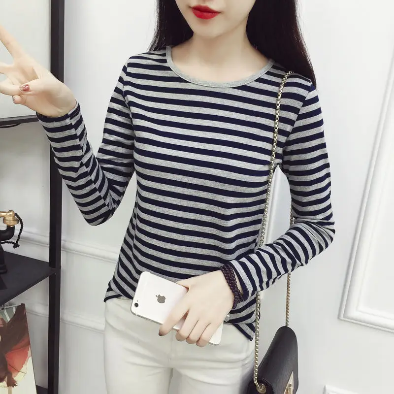 2020 Women Spring Autumn Long Sleeve Retro Striped Base Tees Female Casual Round Neck T-Shirts Plus Size 5XL T Shirt Tops A87
2020 Women Spring Autumn Long Sleeve Retro Striped Base Tees Female Casual Round Neck T-Shirts Plus Size 5XL T Shirt Tops A87
