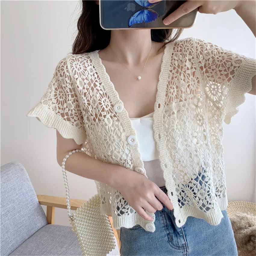 Summer Beach Cover Up Bikini Sexy Hollow Out Crochet Tops Women Casual Loose Beach Wear Knitting Swimwear Tee Shirt Female
Summer Beach Cover Up Bikini Sexy Hollow Out Crochet Tops Women Casual Loose Beach Wear Knitting Swimwear Tee Shirt Female