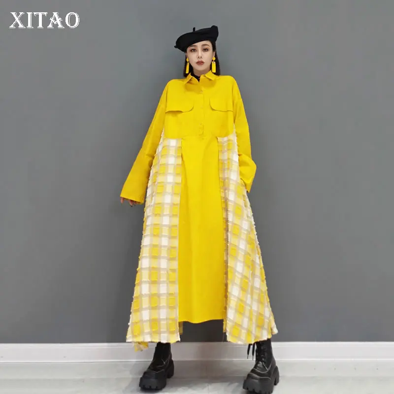 XITAO асимметричное комбинированное платье в клетку, модное свободное платье большого размера с длинными рукавами и отложным воротником, Нов...
XITAO асимметричное комбинированное платье в клетку, модное свободное платье большого размера с длинными рукавами и отложным воротником, Нов...