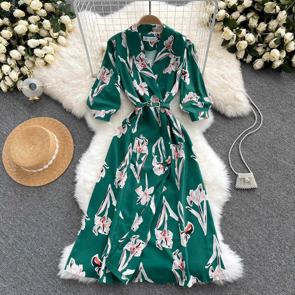 B381 Women New Autumn Fashion V-neck Print Thin Irregular Split A-line Dress Long Sleeve Elegant Clothings Party Vestidos 
B381 Women New Autumn Fashion V-neck Print Thin Irregular Split A-line Dress Long Sleeve Elegant Clothings Party Vestidos