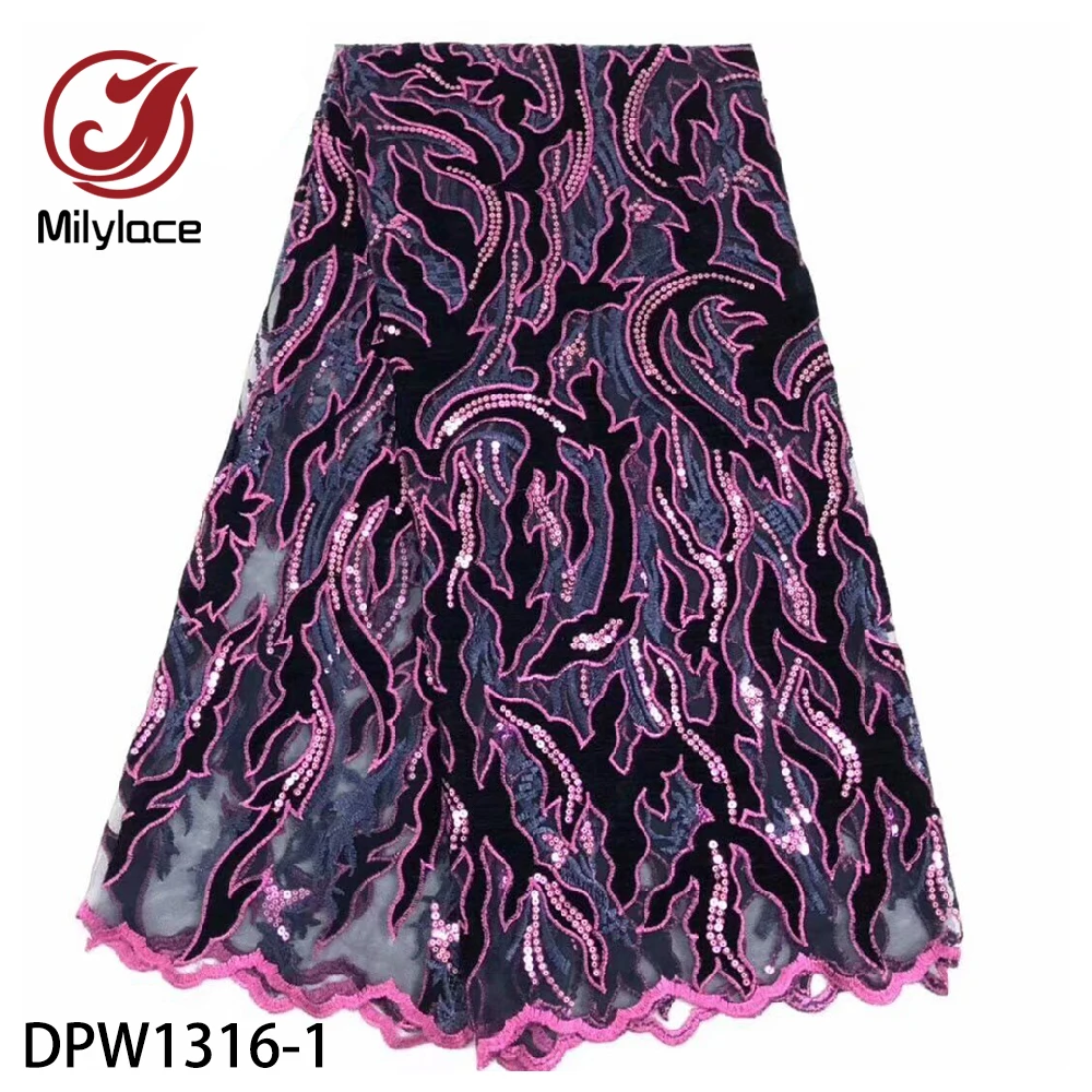 High Quality African Lace Fabric 5 Yards Velvet Embroidery Tulle Lace Fabric with Sequins for Party Dresses DPW1316
High Quality African Lace Fabric 5 Yards Velvet Embroidery Tulle Lace Fabric with Sequins for Party Dresses DPW1316
