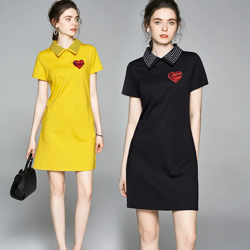 Summer Fashion Love Pattern Beading Embroidery Long T-shirt Dress Women Casual Striped Above Knee Shirt Dresses k6577
Summer Fashion Love Pattern Beading Embroidery Long T-shirt Dress Women Casual Striped Above Knee Shirt Dresses k6577
