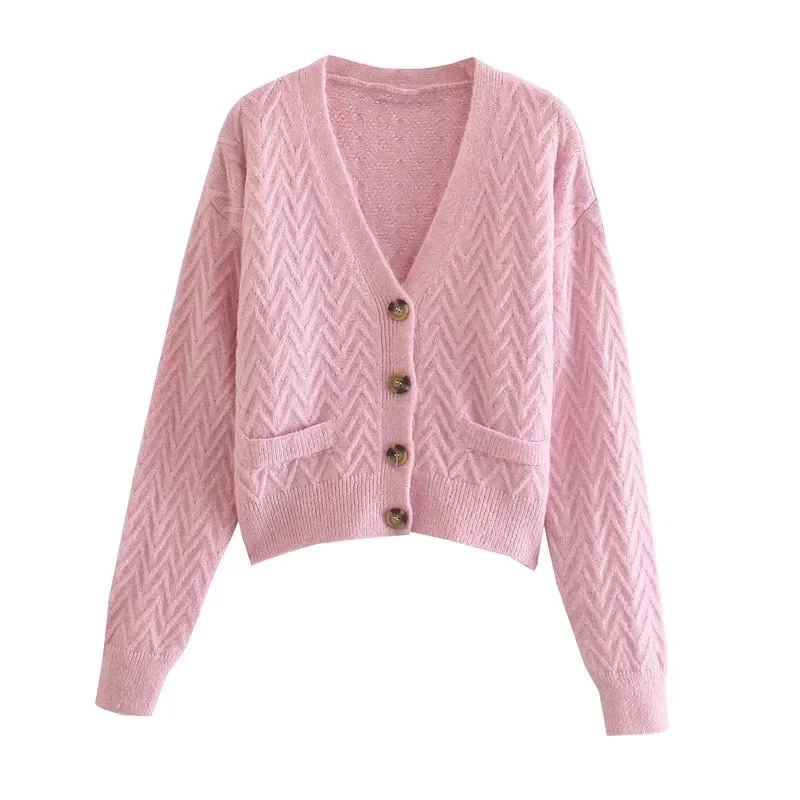 ZA 2021 autumn new women's clothing fashion all-match casual European and American style twill knitted cardigan short coat 
ZA 2021 autumn new women's clothing fashion all-match casual European and American style twill knitted cardigan short coat