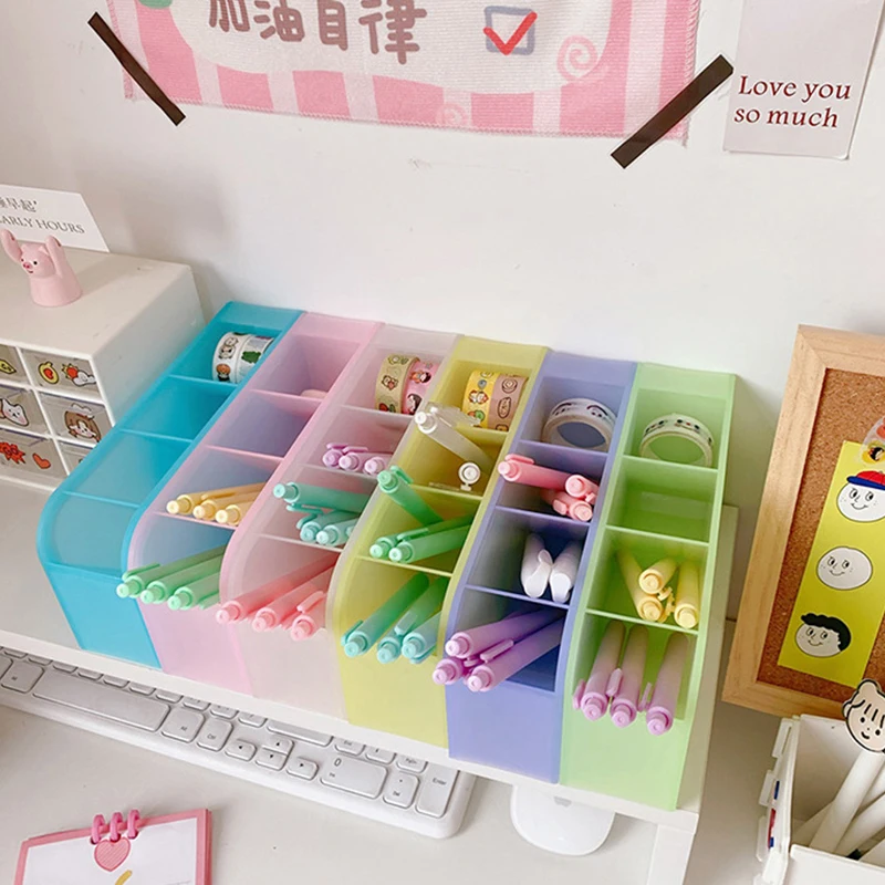 New Kawaii Macaroon Color 4 Gird Desktop Organizer Pen Holder Big Size Desk Makeups Pencil Storage Box School Stationery
New Kawaii Macaroon Color 4 Gird Desktop Organizer Pen Holder Big Size Desk Makeups Pencil Storage Box School Stationery