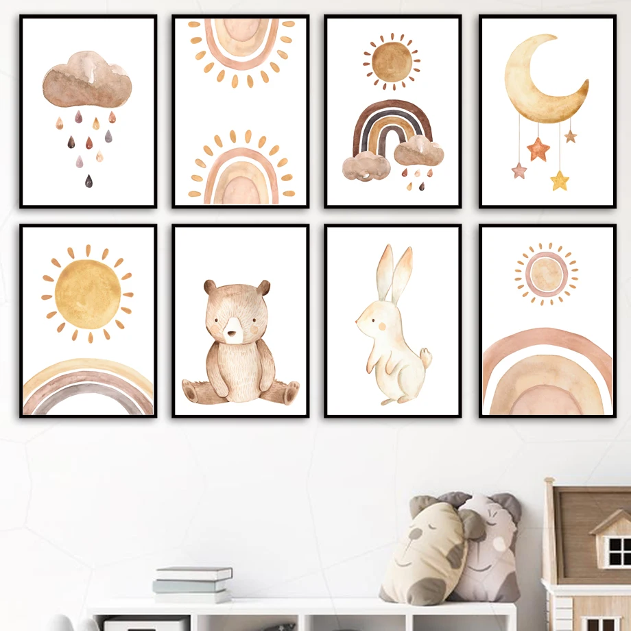 Cartoon Bear Bunny Moon Sun Rainbow Cloud Nursery Wall Art Print Canvas Painting Nordic Poster Wall Picture Baby Kids Room Decor
Cartoon Bear Bunny Moon Sun Rainbow Cloud Nursery Wall Art Print Canvas Painting Nordic Poster Wall Picture Baby Kids Room Decor