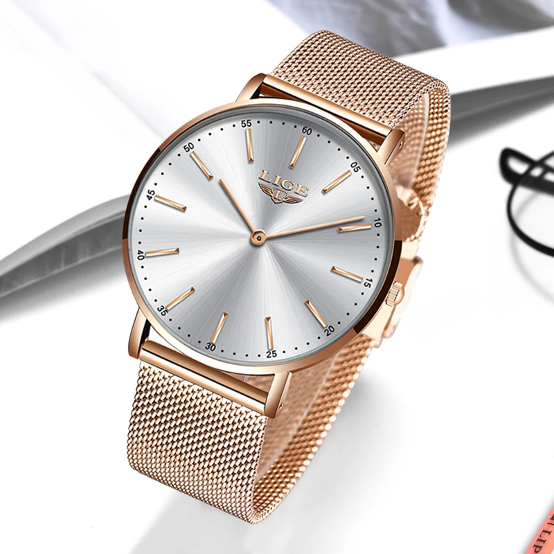 Женские Модные кварцевые часы Reloj Mujer 2020 LIGE сетчатый ремешок для часов высокое