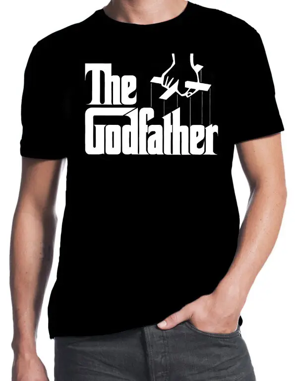 Классическая мужская черная футболка с логотипом из фильма The Godfather Mafia Crime Family Cult |