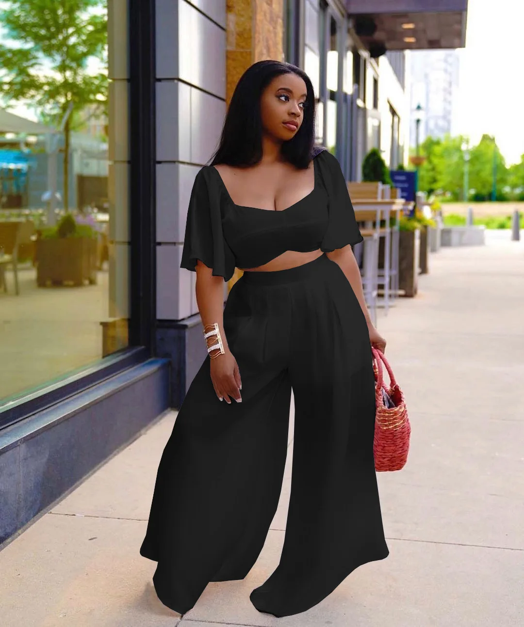 Casual large-size women's new fashion short jacket women's casual wide-legged pants large-size two-piece set sexy streetwear
Casual large-size women's new fashion short jacket women's casual wide-legged pants large-size two-piece set sexy streetwear