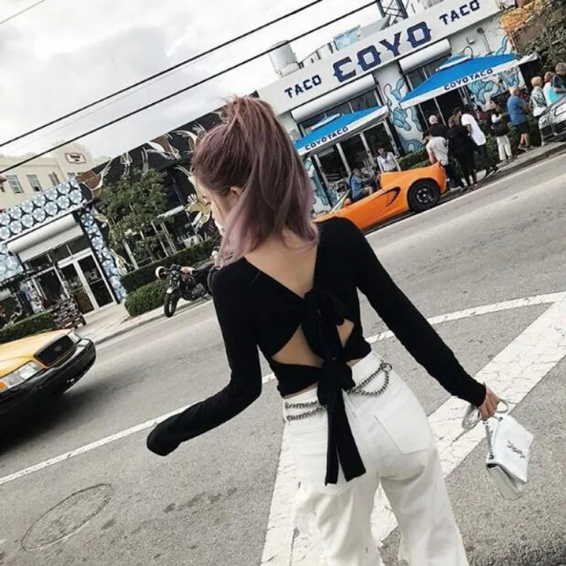 Hot Sexy Women T-shirts Letters Print Long Sleeve O Neck Backless Women Tops Tees Casual Slim Women T shirt
Hot Sexy Women T-shirts Letters Print Long Sleeve O Neck Backless Women Tops Tees Casual Slim Women T shirt