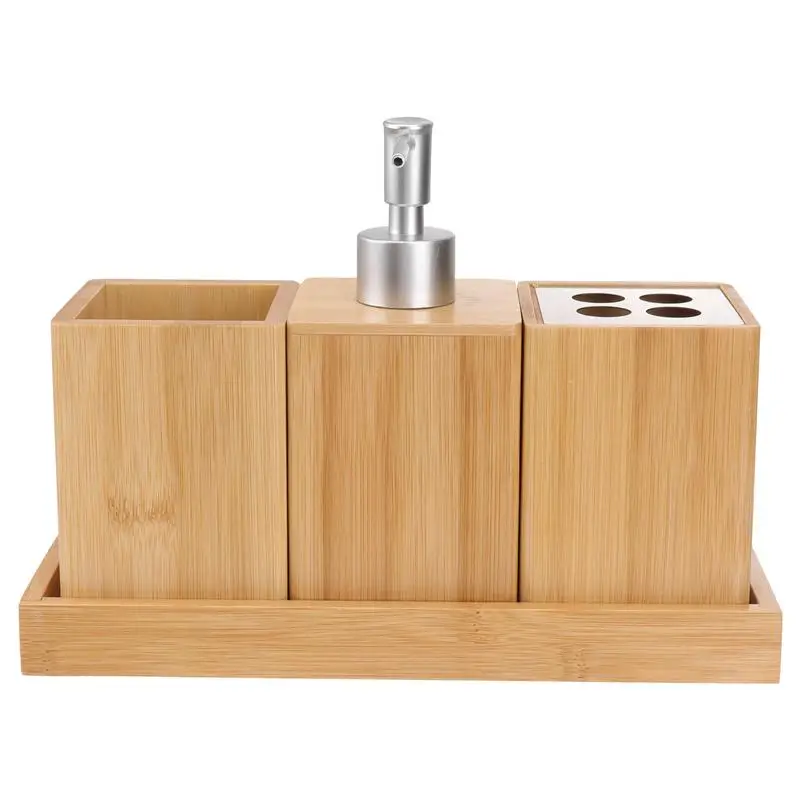 4pcs/Set Bamboo Wood Toothbrush Holder Bottle Dispenser Cup Container With Holder Tray Bathroom Accessories
4pcs/Set Bamboo Wood Toothbrush Holder Bottle Dispenser Cup Container With Holder Tray Bathroom Accessories