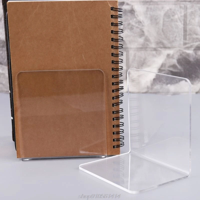 2Pcs Clear Acrylic Bookends L-shaped Desk Organizer Desktop Book Holder School Stationery Office Accessories MY28 21 Dropship