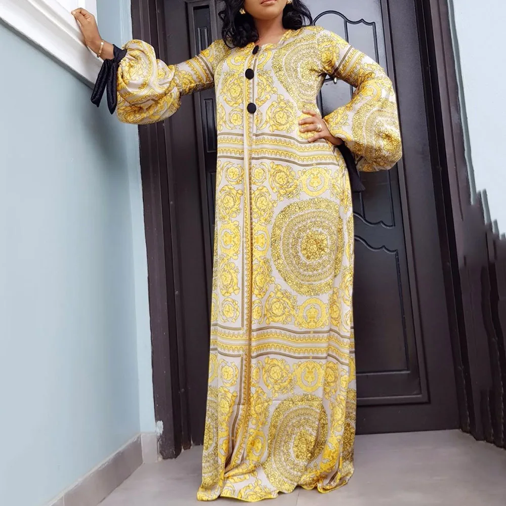 African Long Dress Women Plus Size Rich Bazin Floral Print Yellow Oversize Vestidos Spring Long Sleeve M-3XL Casual Maxi 2021
African Long Dress Women Plus Size Rich Bazin Floral Print Yellow Oversize Vestidos Spring Long Sleeve M-3XL Casual Maxi 2021