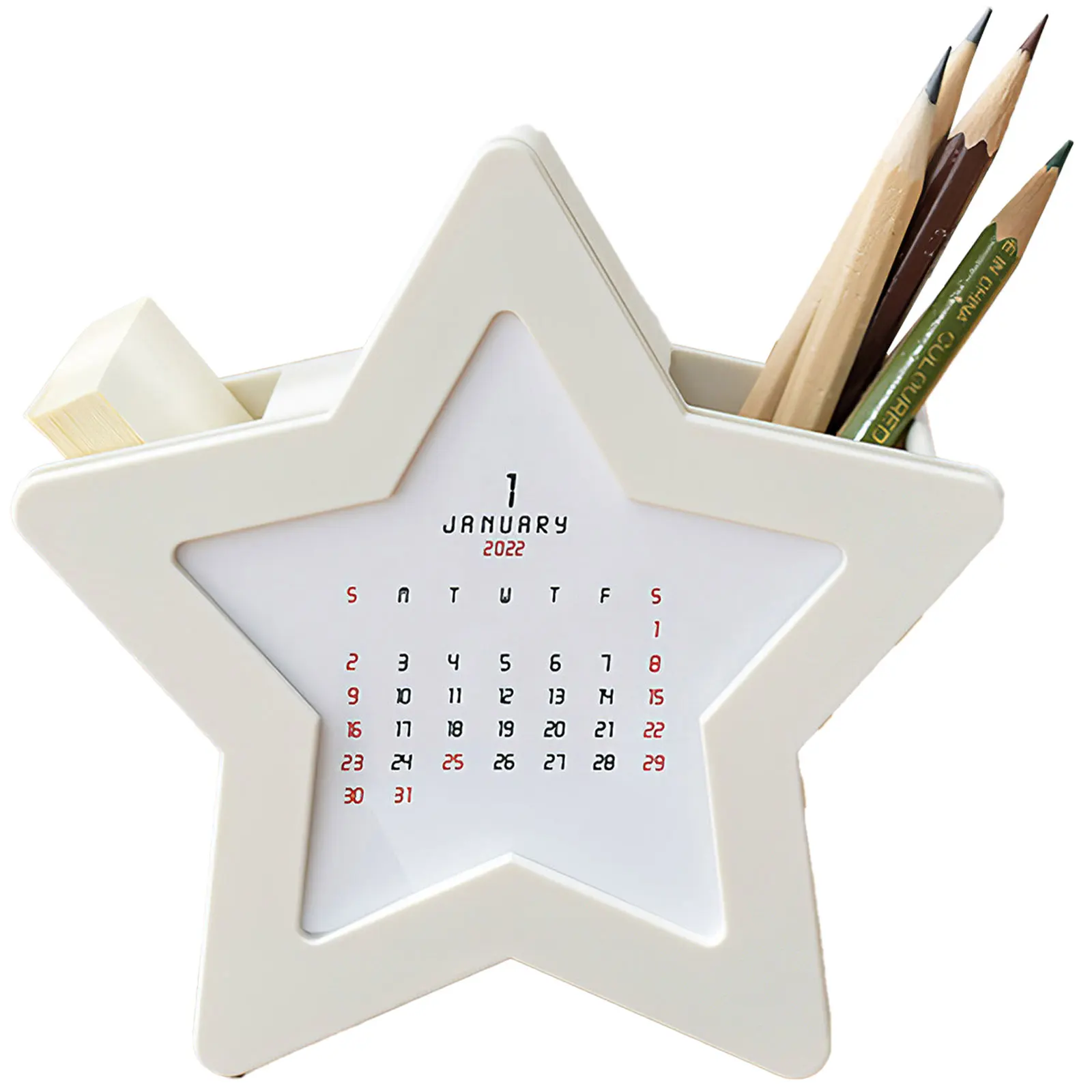 Desk Calendar Desktop Storage Box Creative Star Shaped Pen Holder Calendar Storage Pencil Container Ornament With Sticky Notes
Desk Calendar Desktop Storage Box Creative Star Shaped Pen Holder Calendar Storage Pencil Container Ornament With Sticky Notes