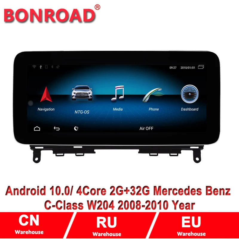 Bonroad anroid 10 0 2G RAM 32GROM монитор для Mercedes benz C Class W204 w205 2008 2018 с BT gps Поддержка