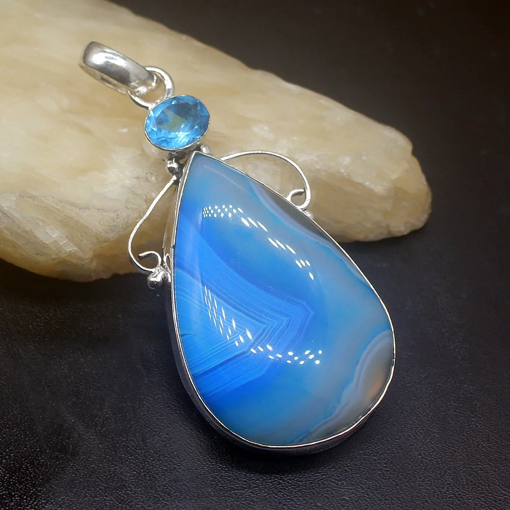 Gemstonefactory Jewelry Big Promotion Single Unique 925 Silver Shiny Blue Botswana Agate Topaz Lady Women Necklace Pendant 0218
Gemstonefactory Jewelry Big Promotion Single Unique 925 Silver Shiny Blue Botswana Agate Topaz Lady Women Necklace Pendant 0218