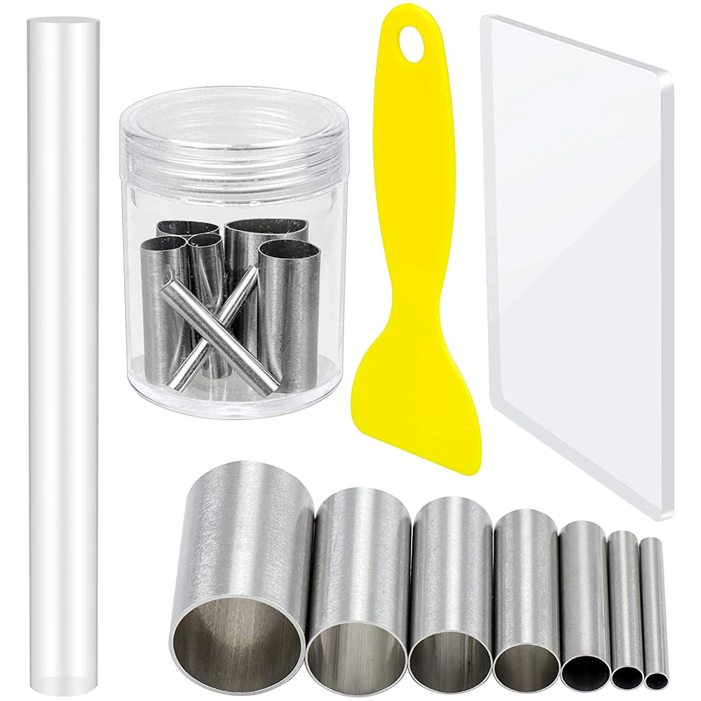 10pc Clay Cutters and Acrylic Clay Roller Set 7Pc Indentation Circle Shape Cutters Punch Mold&Acrylic Backing Board DIY Crafting
10pc Clay Cutters and Acrylic Clay Roller Set 7Pc Indentation Circle Shape Cutters Punch Mold&Acrylic Backing Board DIY Crafting