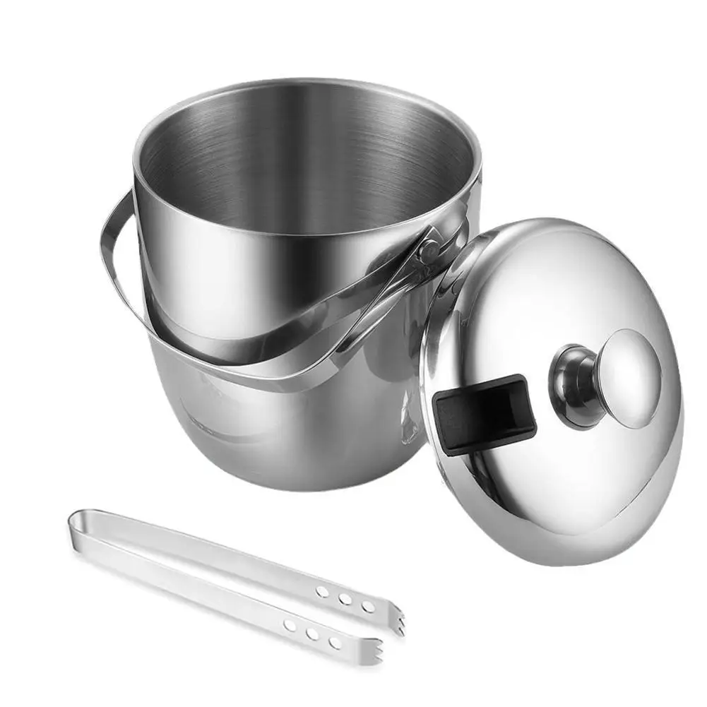 Ice Bucket 2.8L Steel Ice Bucket With Tong and Lid Portable Bar Chilling Beer Cooler Champagne Wine Bucket Household 
Ice Bucket 2.8L Steel Ice Bucket With Tong and Lid Portable Bar Chilling Beer Cooler Champagne Wine Bucket Household