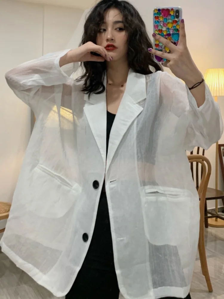 Female Thin Linen Blazer Jacket Lady Oversized Blazers Coat Long Sleeve Casual Solid White Black Tailored Coat Women Suits FY 
Female Thin Linen Blazer Jacket Lady Oversized Blazers Coat Long Sleeve Casual Solid White Black Tailored Coat Women Suits FY