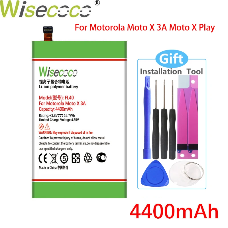 WISECOCO 4400 мАч FL40 батарея для Motorola Moto X 3A Play Dual XT1543 XT1544 XT1560 XT1561 XT1562 XT1563 мобильный
